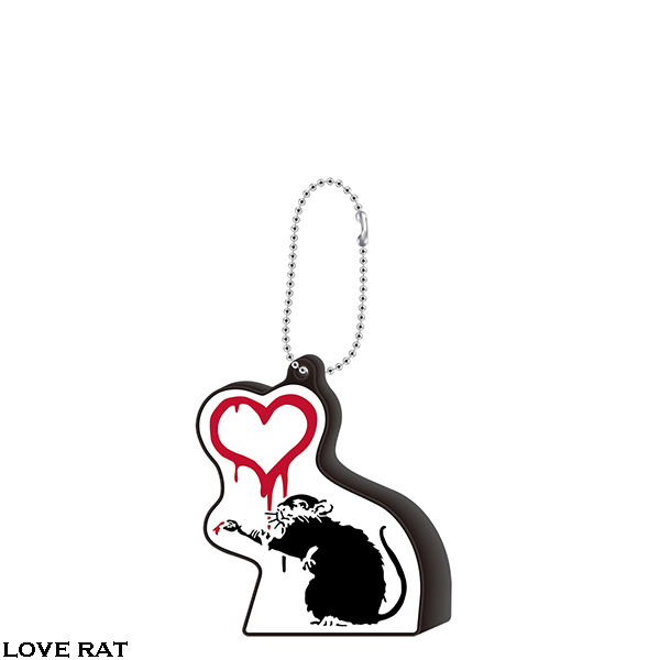 Banksy塗鴉圖像 橡膠可站立吊飾 - 氣球女孩 / 愛心老鼠 / 鮮花炸彈客 / 康登女僕 / 塗鴉有罪 - BRANDALISED Rubber Stand Keychain - Balloon Girl / Love Rat / Flower Bomber / Camden Maid / Graffiti Is A Crime