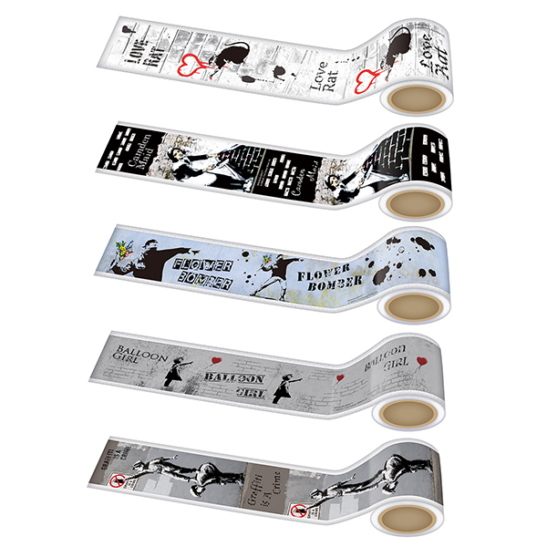 Banksy塗鴉圖像 裝飾膠帶 - 氣球女孩 / 愛心老鼠 / 鮮花炸彈客 / 康登女僕 / 塗鴉有罪 - BRANDALISED Masking Tape - Balloon Girl / Love Rat / Flower Bomber / Camden Maid / Graffiti Is A Crime