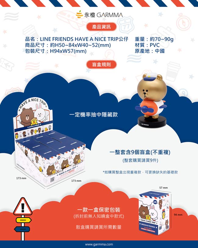 LINE Friends 旅行系列盒玩 - 中盒內含9抽 - LINE FRIENDS Have a Nice Trip blind box series - display case of 9pcs