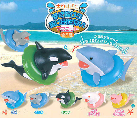 卡泳圈海洋動物 扭蛋系列 - 隨機單扭(成套購買請選五的倍數)   - Too Fat Stock in the Swimming Ring Sea Animals gacha series - assortment(buying 5pcs means a set) 