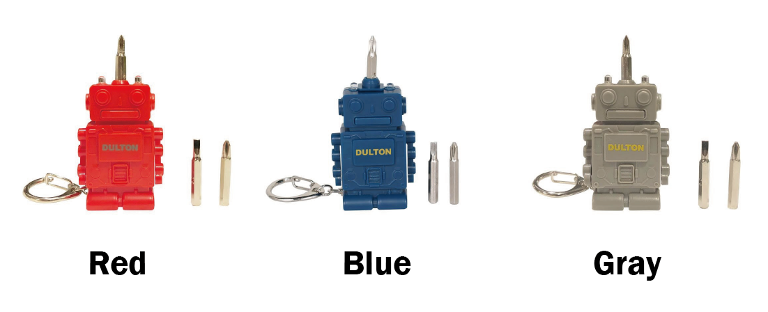 DULTON 機器人隨身工具鑰匙圈 - 紅色/藍色/灰色 - DULTON Tool key chain ''Robot'' - Red/Blue/Gray