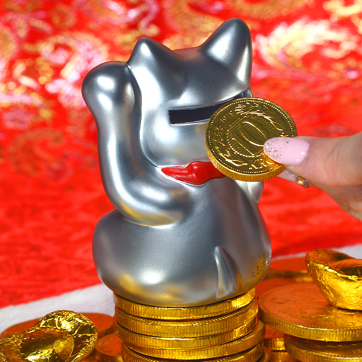 永遠的名作 2024金銀滿屋 - 銀招財貓 - Leeeeee Toy Classic Mascot - Lucky Cat