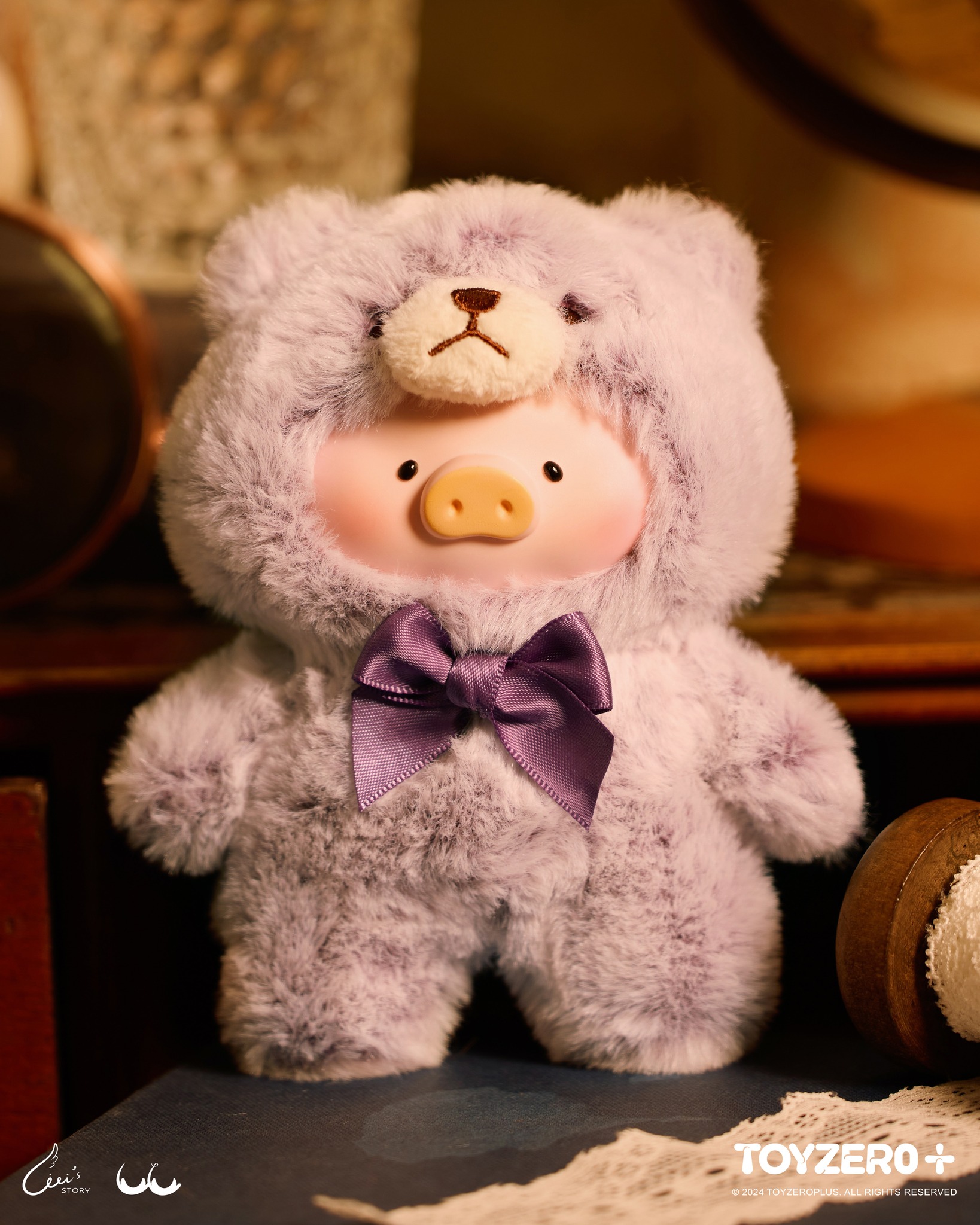 TOY0+ 罐頭豬 LuLu 復古泰迪玩具店絨毛掛件盒玩 - 隨機單抽 - TOYZEROPLUS X Cici's Story - LuLu the Piggy - Plush Key Chain - assortment