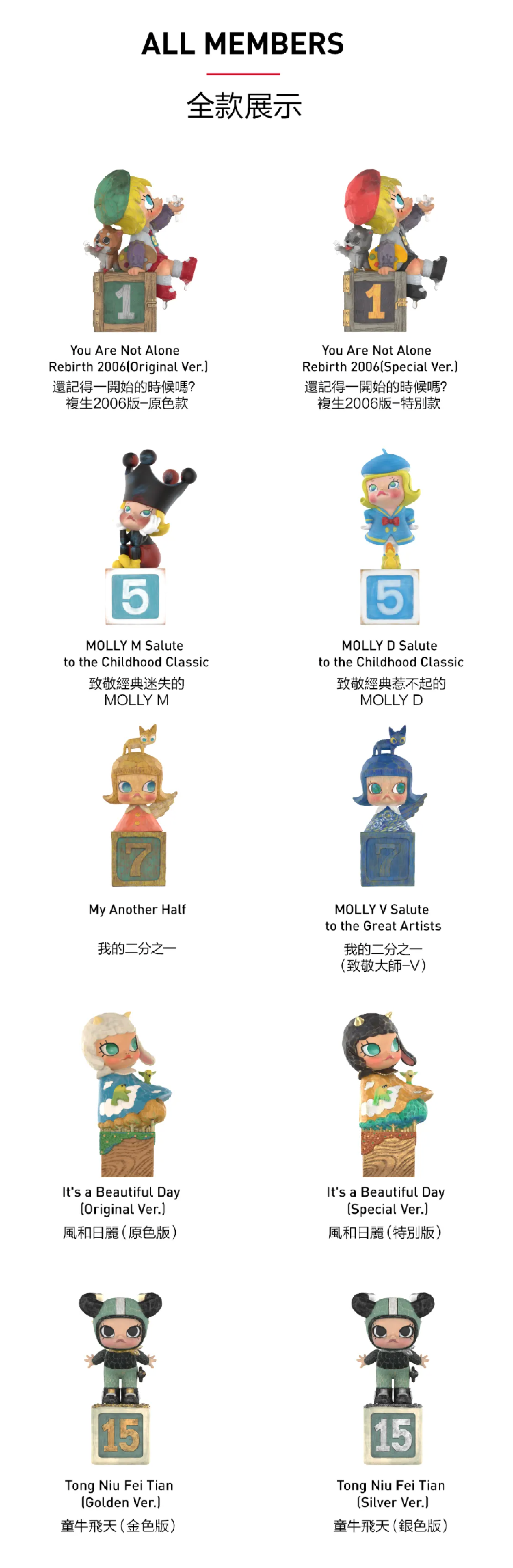 Molly 周年雕塑經典回歸系列盒玩第二彈 - 隨機單抽 - POP MART X Kennyswork Anniversary Statues Classical Retro Series 2 - assortment