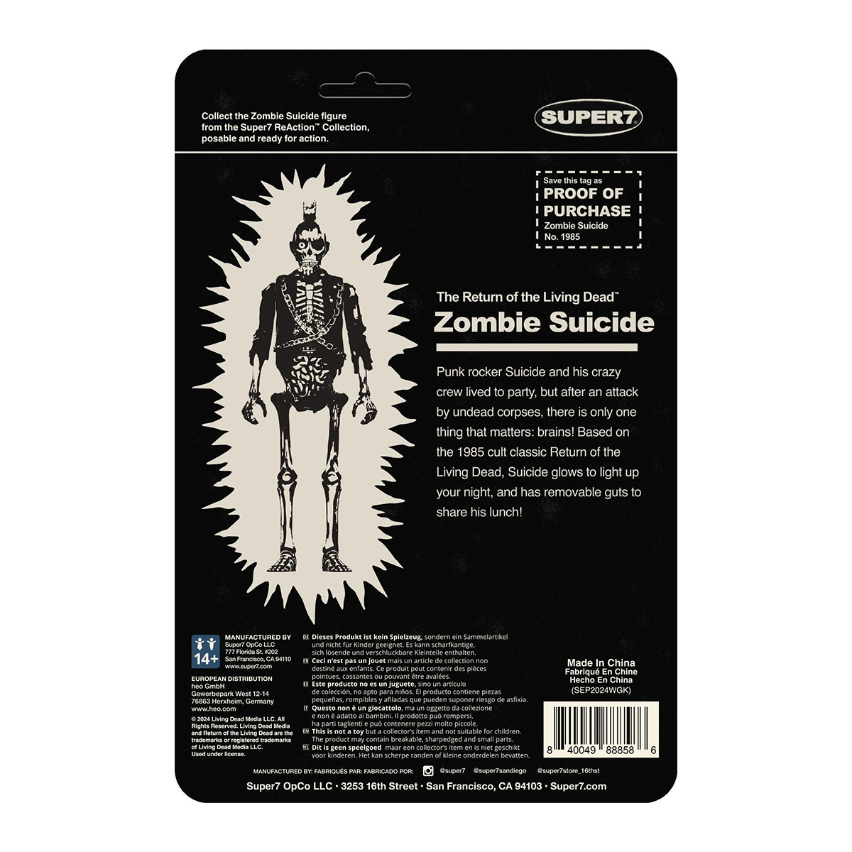 活死人歸來 3.75吋復古人偶 第5波 - 殭屍素賽德 (夜光版) - ReAction 3.75" Figure The Return of the Living Dead Wave 5 - Zombie Suicide (GID)