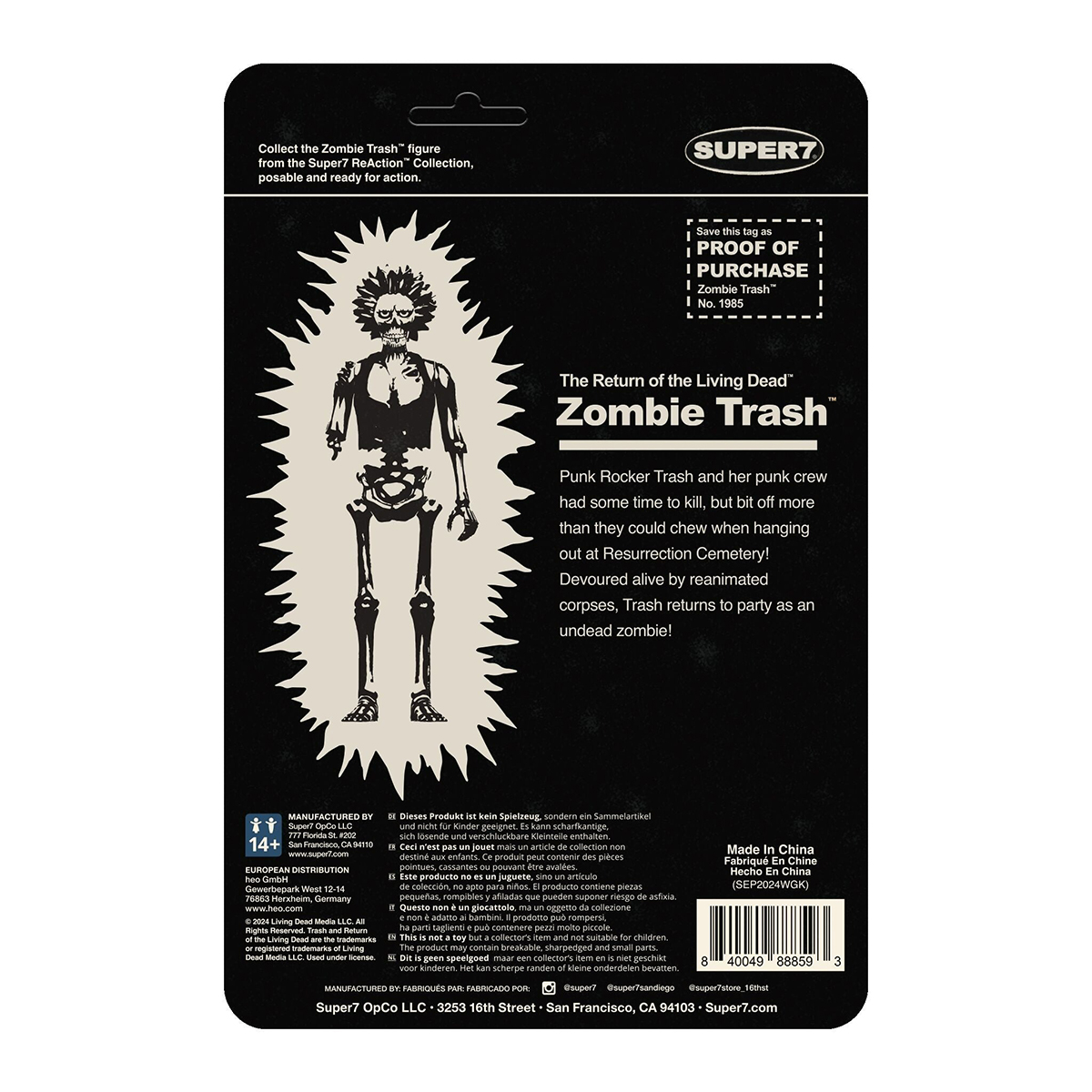 活死人歸來 3.75吋復古人偶 第5波 - 殭屍忒萊許 (夜光版) - ReAction 3.75" Figure The Return of the Living Dead Wave 5 - Zombie Trash (GID)