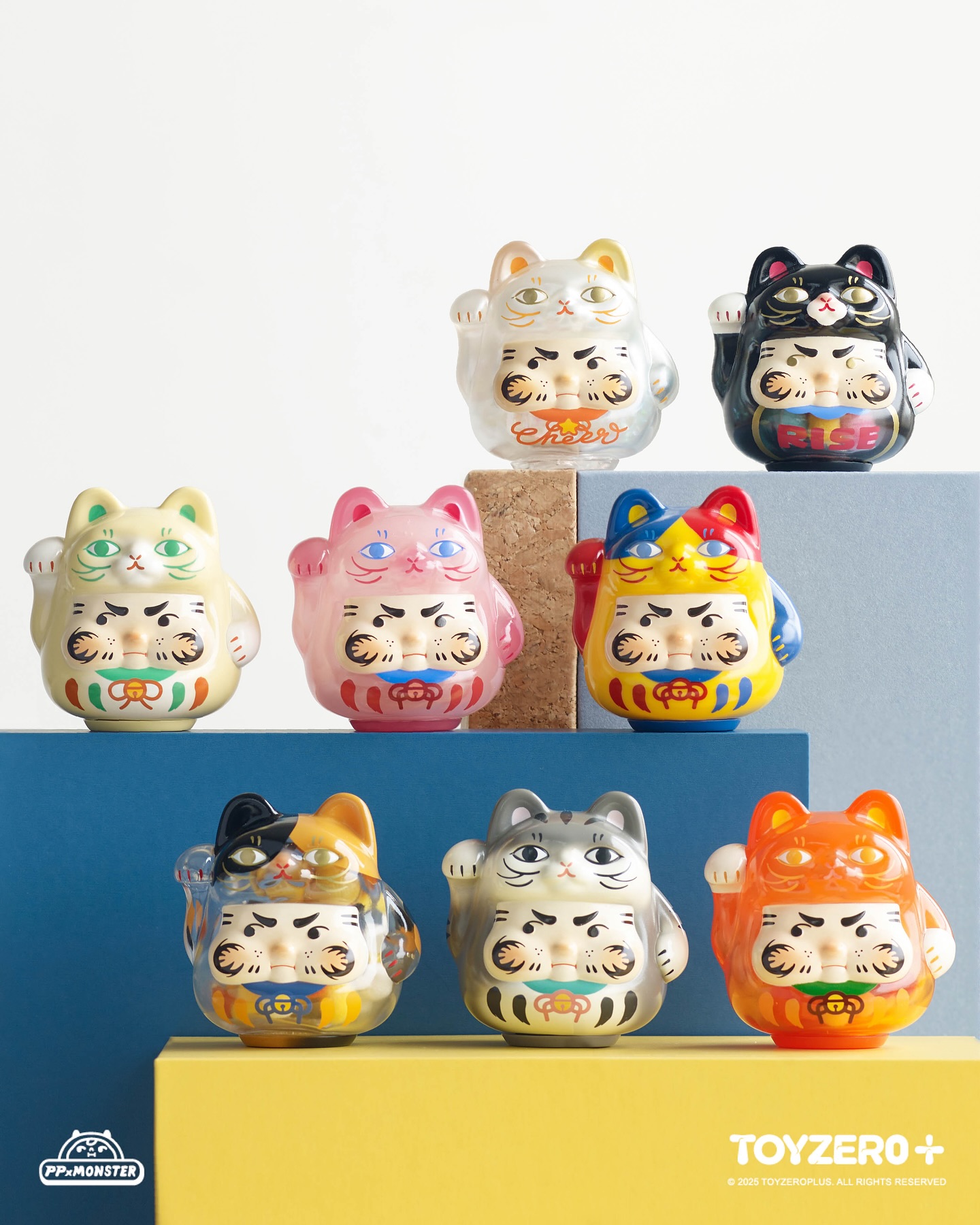 TOY0+ AAAZ 閃閃個性小貓盒玩 - 隨機單抽 - TOYZEROPLUS X AAAZ - PP X MONSTER Lucky Kitten Daruma blind box series - assortment