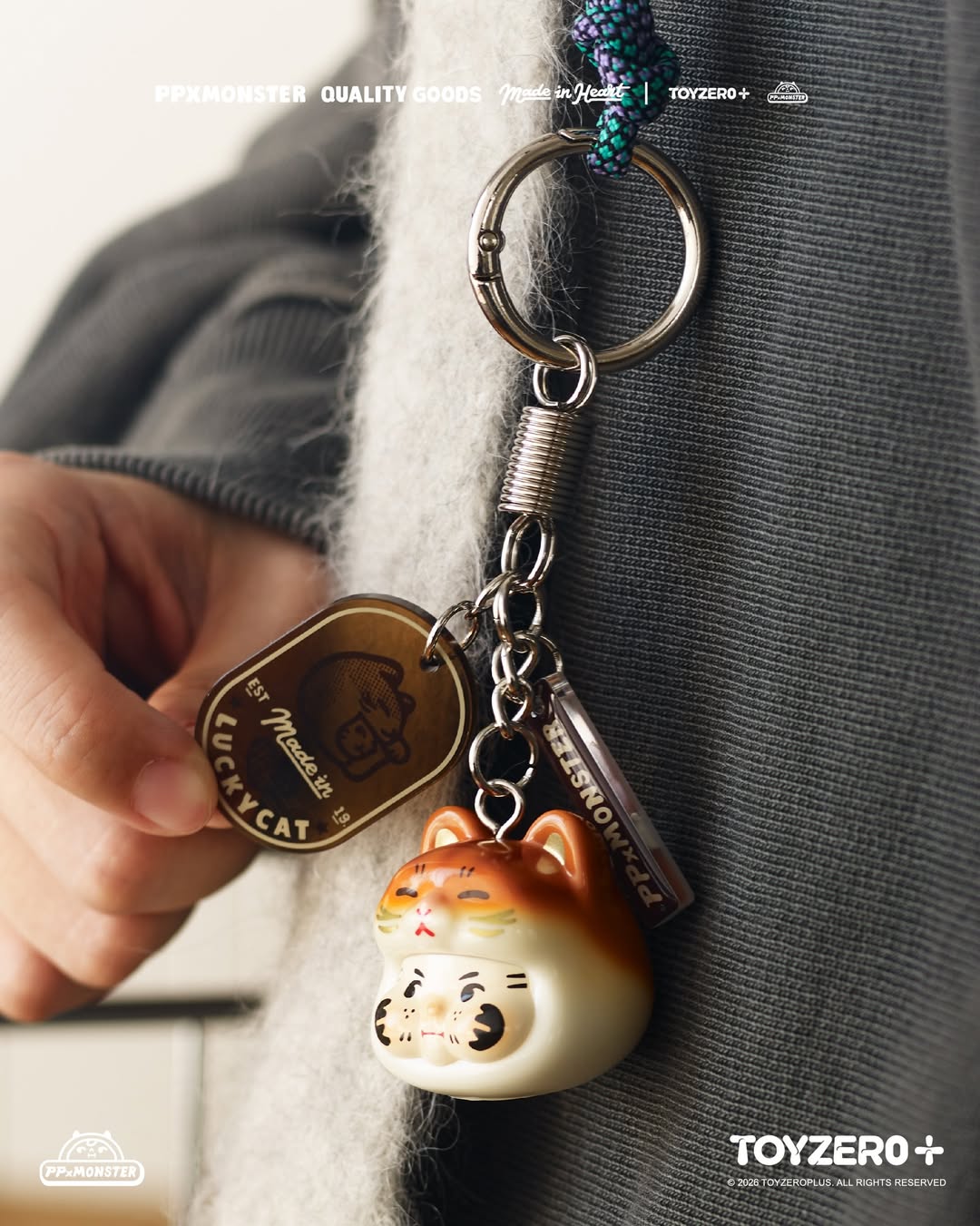 TOY0+ AAAZ 幸運貓吊飾盒玩 - 隨機單抽 - TOYZEROPLUS X AAAZ - PP X MONSTER Lucky Cat Keychain blind box series - assortment