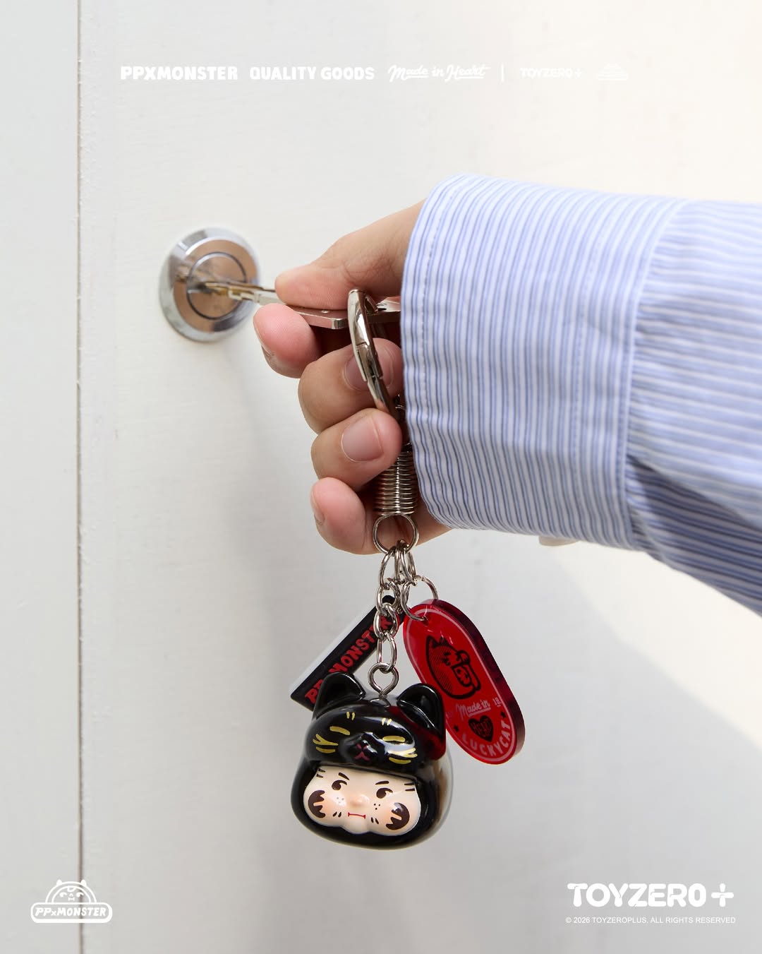 TOY0+ AAAZ 幸運貓吊飾盒玩 - 隨機單抽 - TOYZEROPLUS X AAAZ - PP X MONSTER Lucky Cat Keychain blind box series - assortment