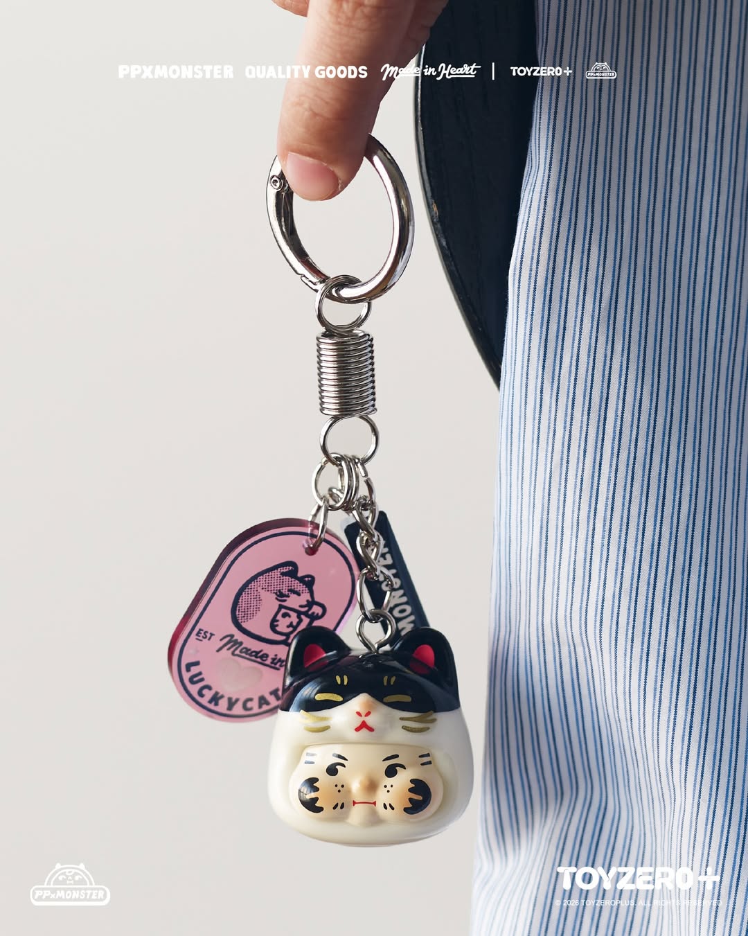 TOY0+ AAAZ 幸運貓吊飾盒玩 - 隨機單抽 - TOYZEROPLUS X AAAZ - PP X MONSTER Lucky Cat Keychain blind box series - assortment