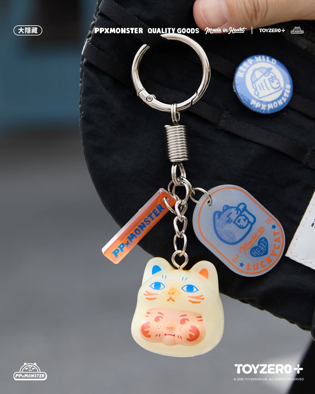 TOY0+ AAAZ 幸運貓吊飾盒玩 - 隨機單抽 - TOYZEROPLUS X AAAZ - PP X MONSTER Lucky Cat Keychain blind box series - assortment