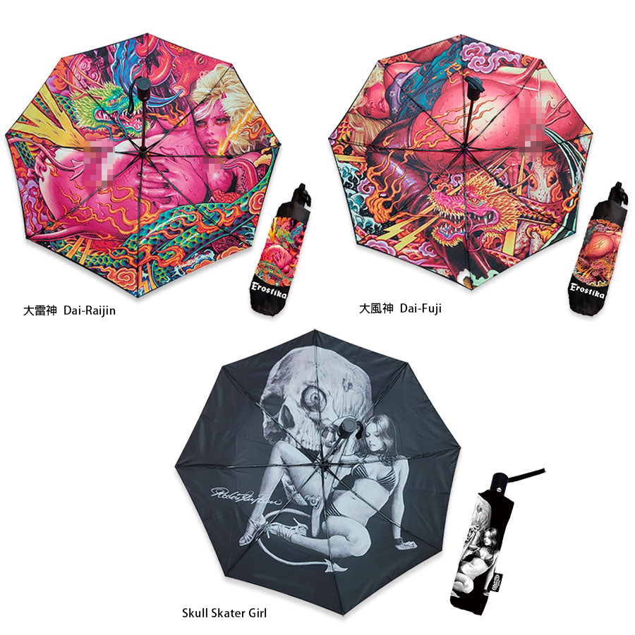 RJB 自動摺疊傘 - 大風神/大雷神/骷髏滑板女孩 - Rockin' Jelly Bean Automatic Folding Umbrella - Dai-Fujin/Dai-Raijin/Skull Skater Girl