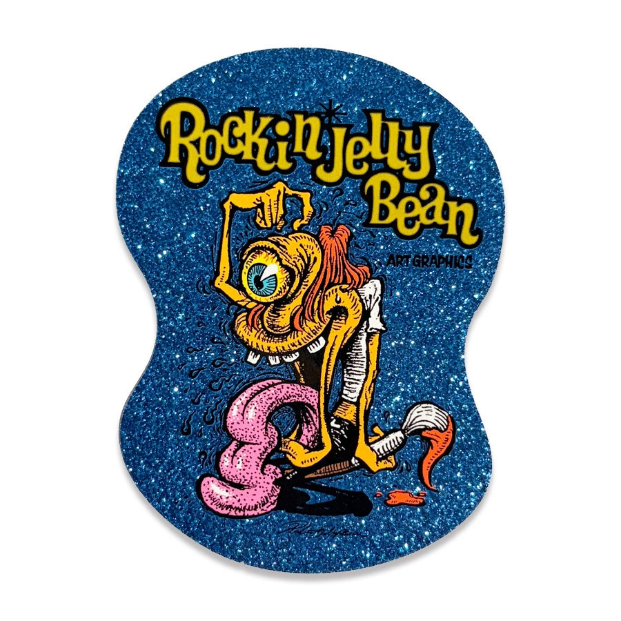 RJB 貼紙 - Griffin The Oysters 藍閃粉 / 透明 款 - Rockin' Jelly Bean Sticker - Griffin The Oysters - Blue Glitter / Clear 