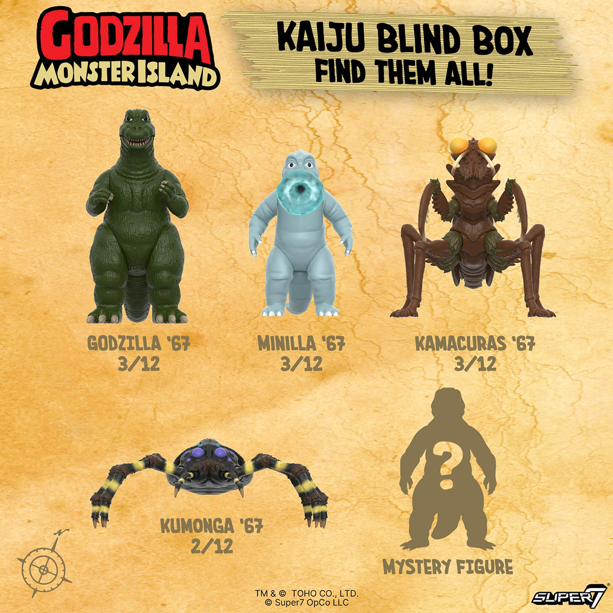東寶哥吉拉 3.75吋復古人偶 怪獸盒玩系列 W13 - 隨機單抽 - ReAction 3.75" Figure TOHO Godzilla Kaiju Blind Box W13 (Showa Monster Island) - Assortment 