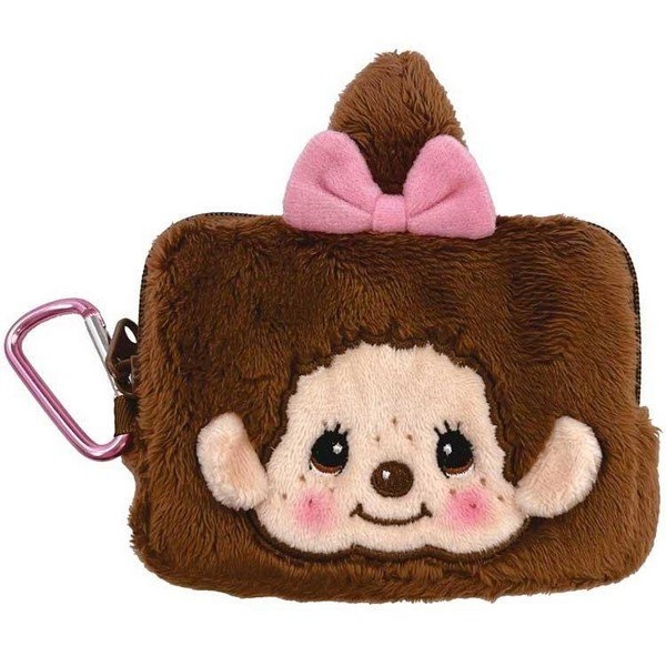 蒙奇奇 大臉拉鍊包 女孩款 - Moncchichi Face Plush Pass Case Card Holder - Monchhichi Chan