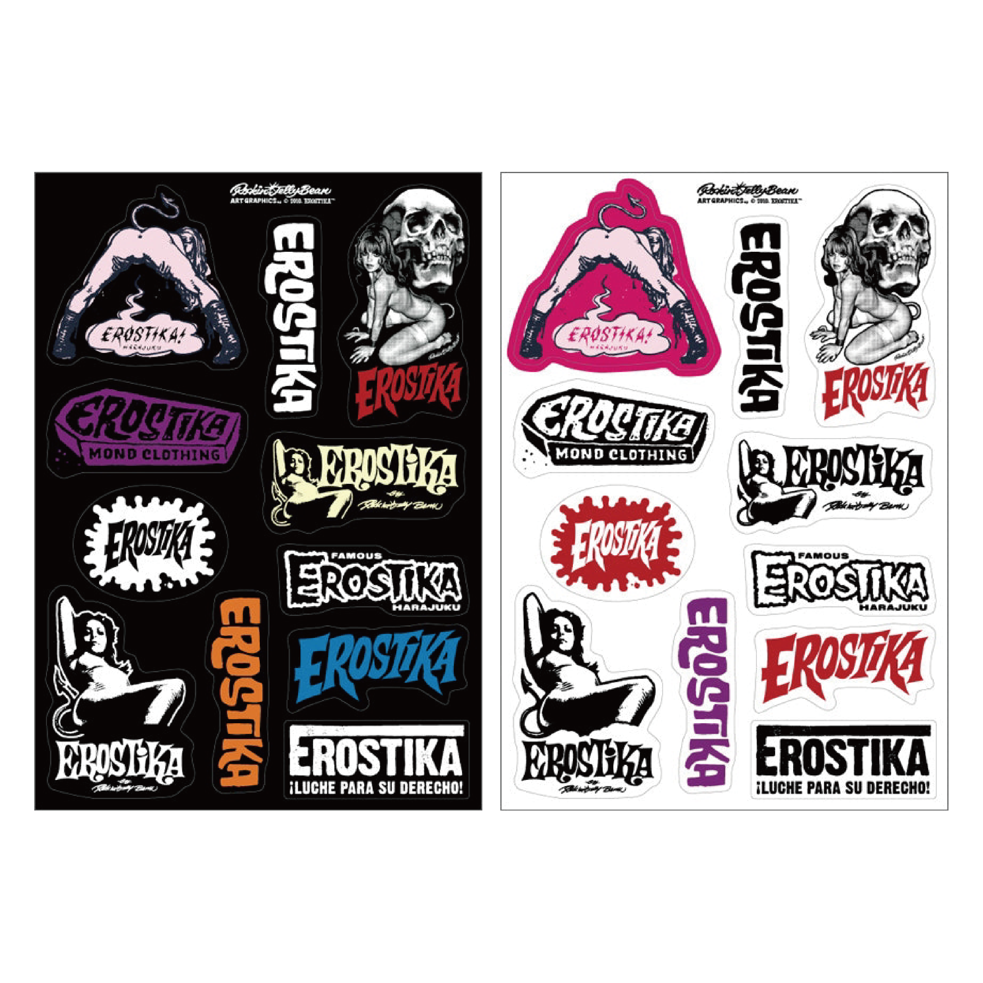 RJB 貼紙 - 黑底 / 白底 款 - Rockin' Jelly Bean Sticker - "EROSTIKA LOGO" Sticker Sheet - Black / Whirt