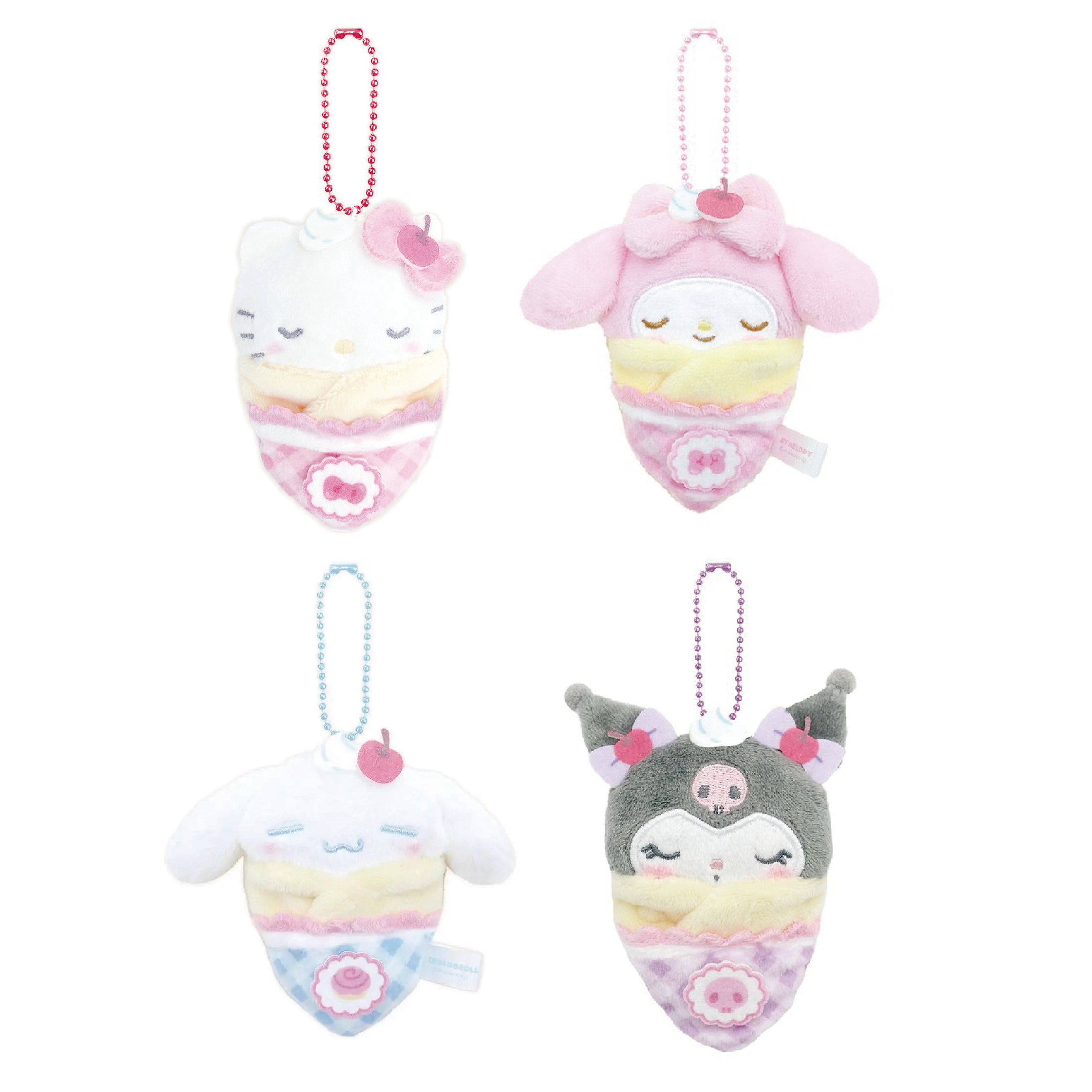 三麗鷗 可麗餅造型玩偶吊飾 酷洛米/大耳狗/凱蒂貓/美樂蒂 - Sanrio Fancy Snacks and Sweets - Crepe Plush Keychain Kuromi/Cinnamoroll/Hello Kitty/My Melody