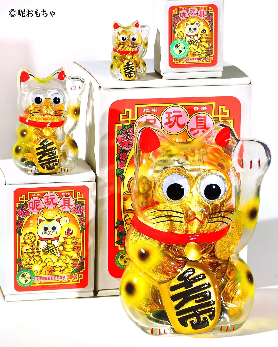 永遠的名作 透明招財貓 XXXL 金幣版本 - Leeeeee Toy Classic Mascot - Clear Lucky Cat XXXL Gold Coin Edition
